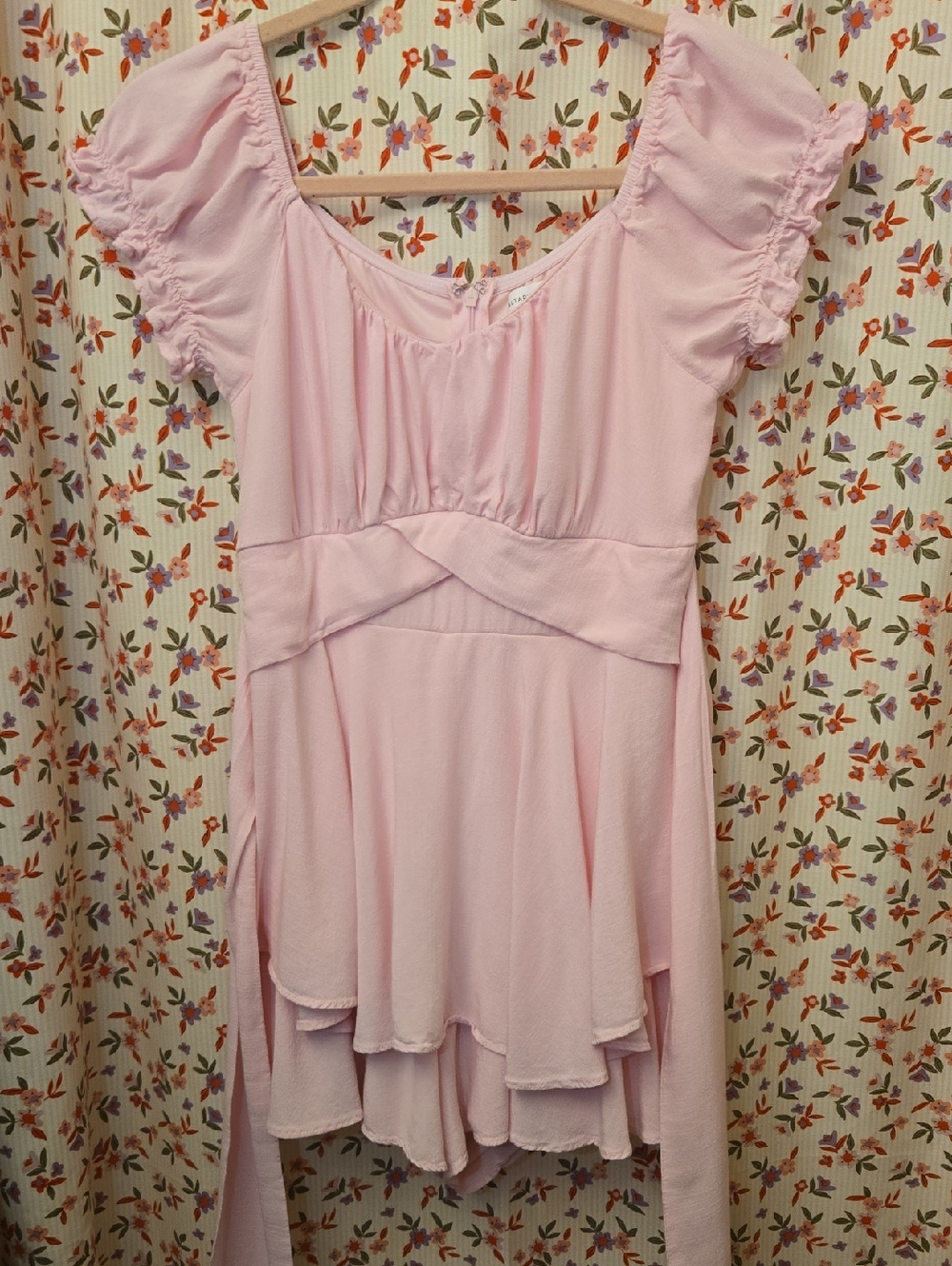 Altar’d State Pink Ruffle Tiered Dress Flutter Sleeve Cottagecore